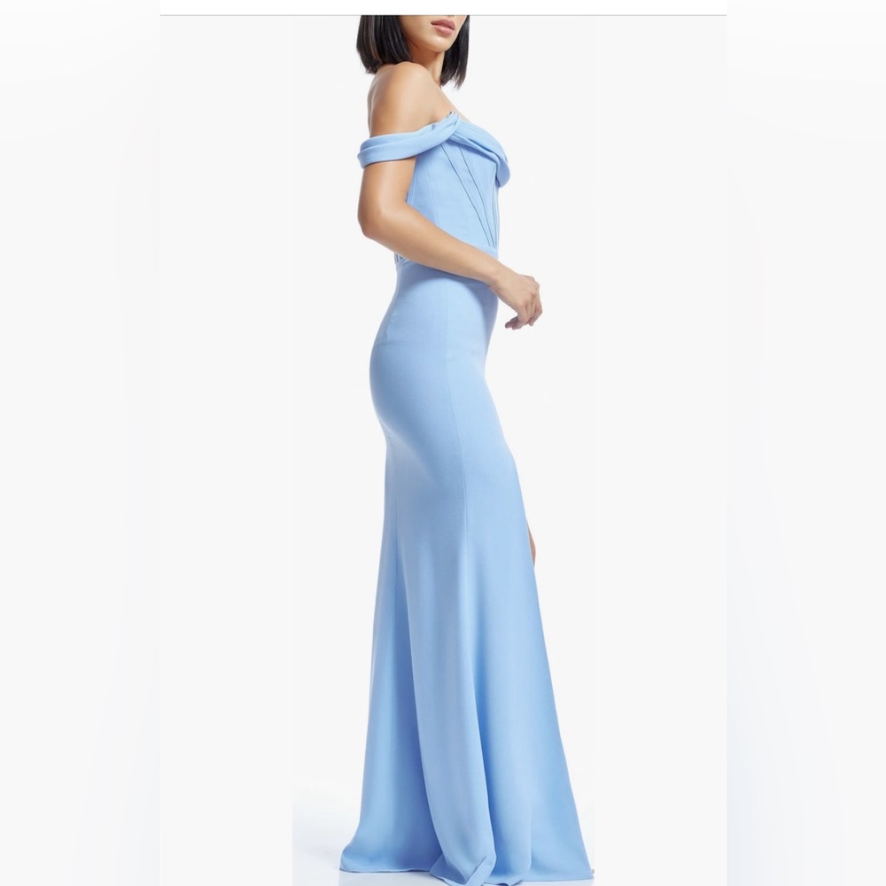 Dress the Population Sky Blue Off The Shoulder Dress Gown - Picture 3 of 10